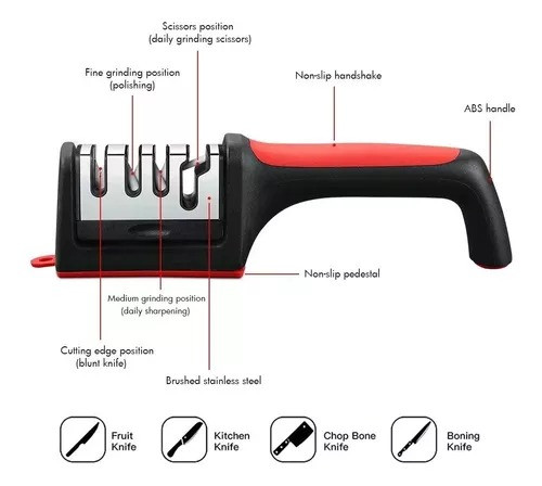 Afilador De Cuchillos Tijera Acero Mango